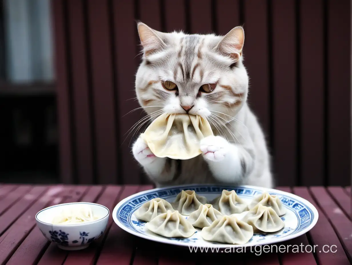 Adorable-Cat-Enjoying-Dumplings