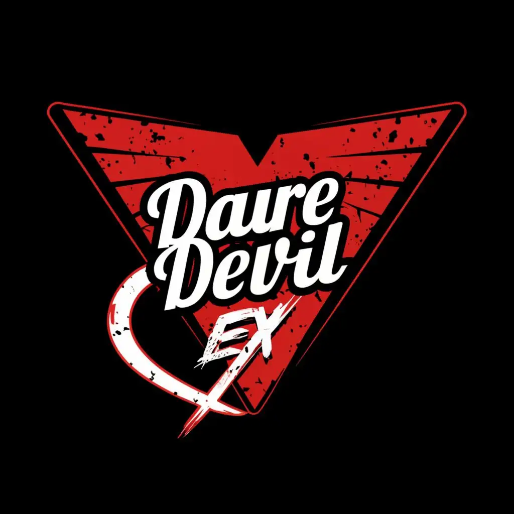 logo, text, with the text "dare devil ex", typography