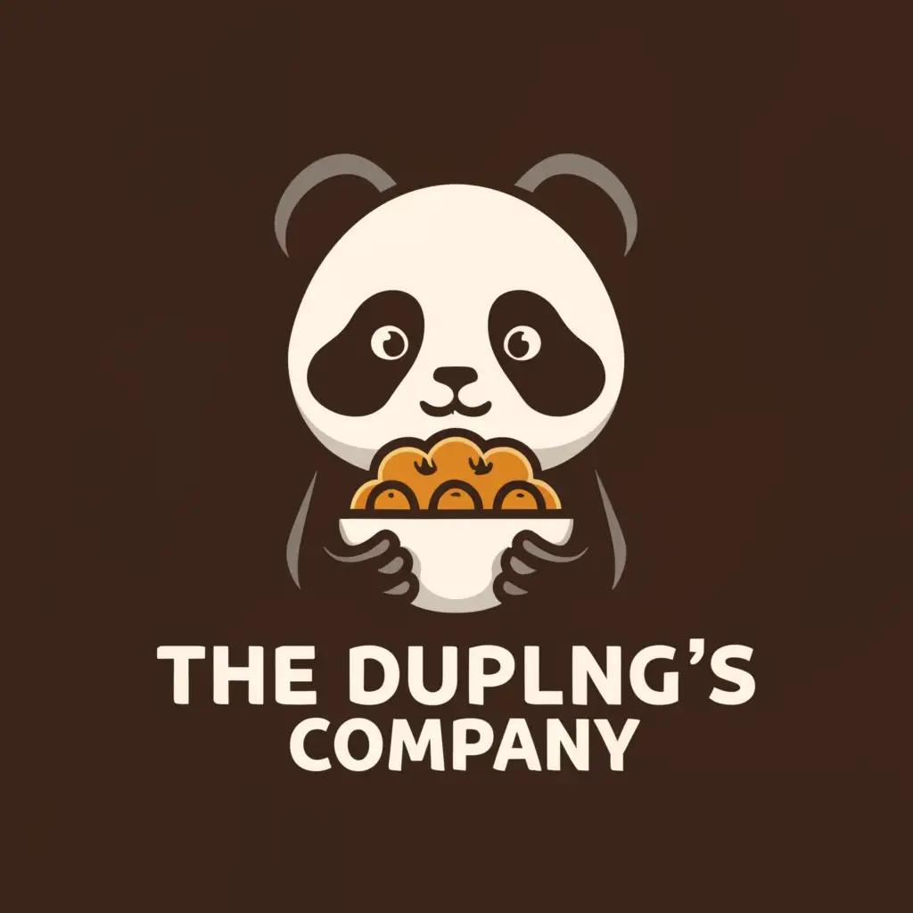 a logo design, with the text The Dumpling's Company, main symbol: A panda holding a dumpling, include just a head of panda, Moderate, be used in Restaurant industry, clear background, detail graphics of dumpling