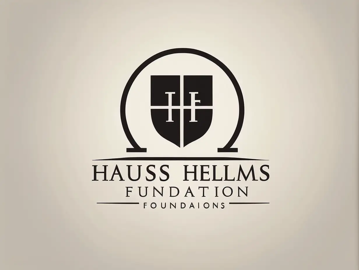 A minimalist logo for a foundation called the "Hauss-Helms Foundation", established in 1965 to provide scholarships to students The logo subtly conveys education and opportunity. The style is clean, elegant, and timeless.