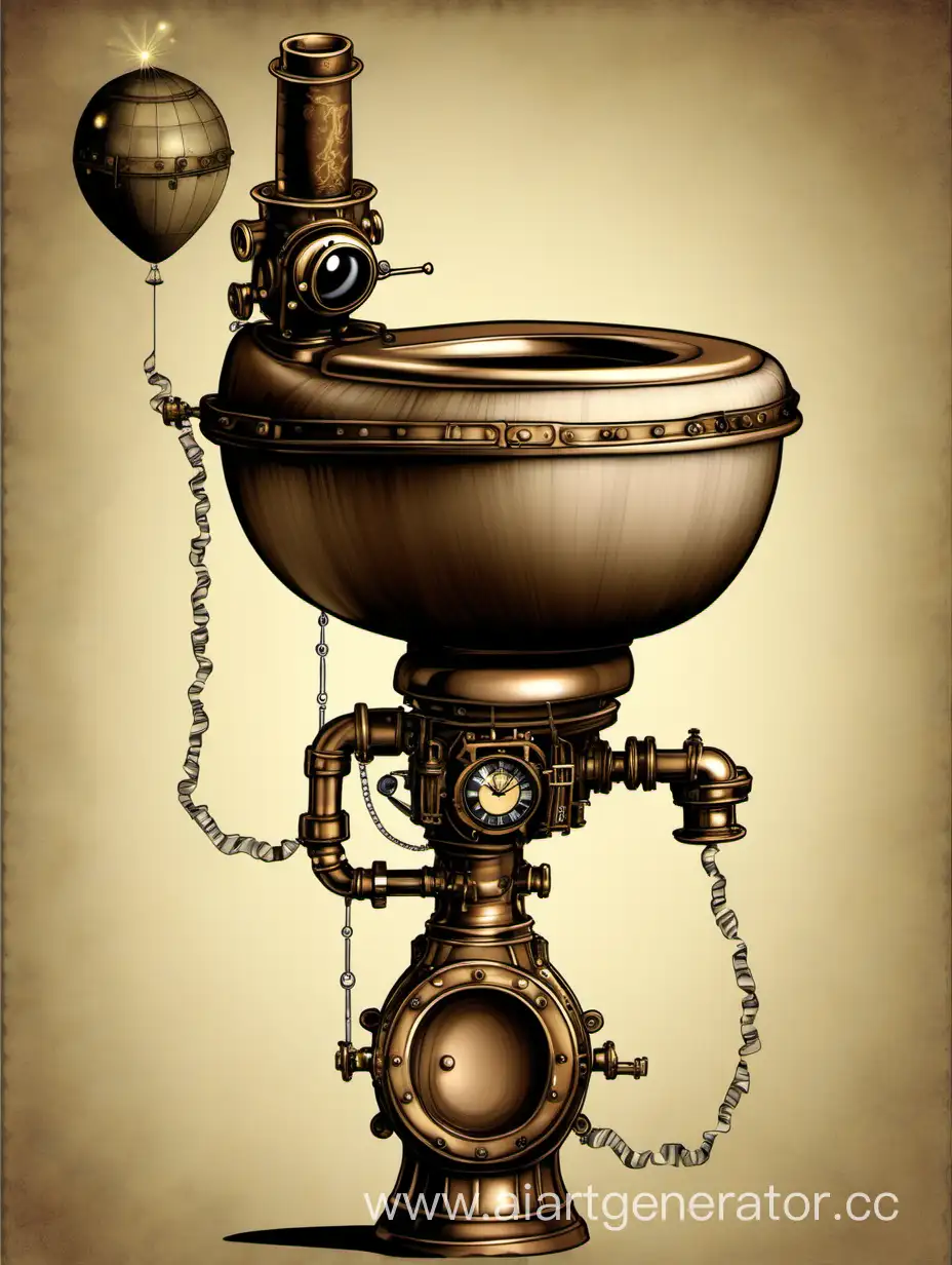 Magic Steampunk Toilet Bowl on a balloon
