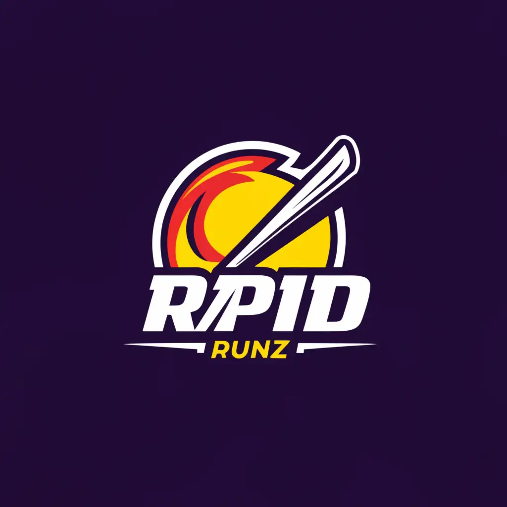 a logo design,with the text "Rapid runz", main symbol:Cricket bat,complex,be used in Sports Fitness industry,clear background