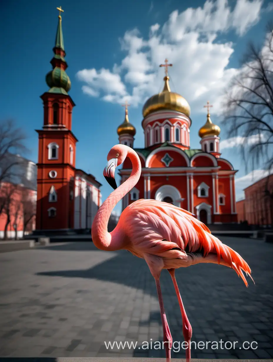 Graceful-Flamingo-in-the-Presence-of-KorsunBogoroditsky-Cathedral