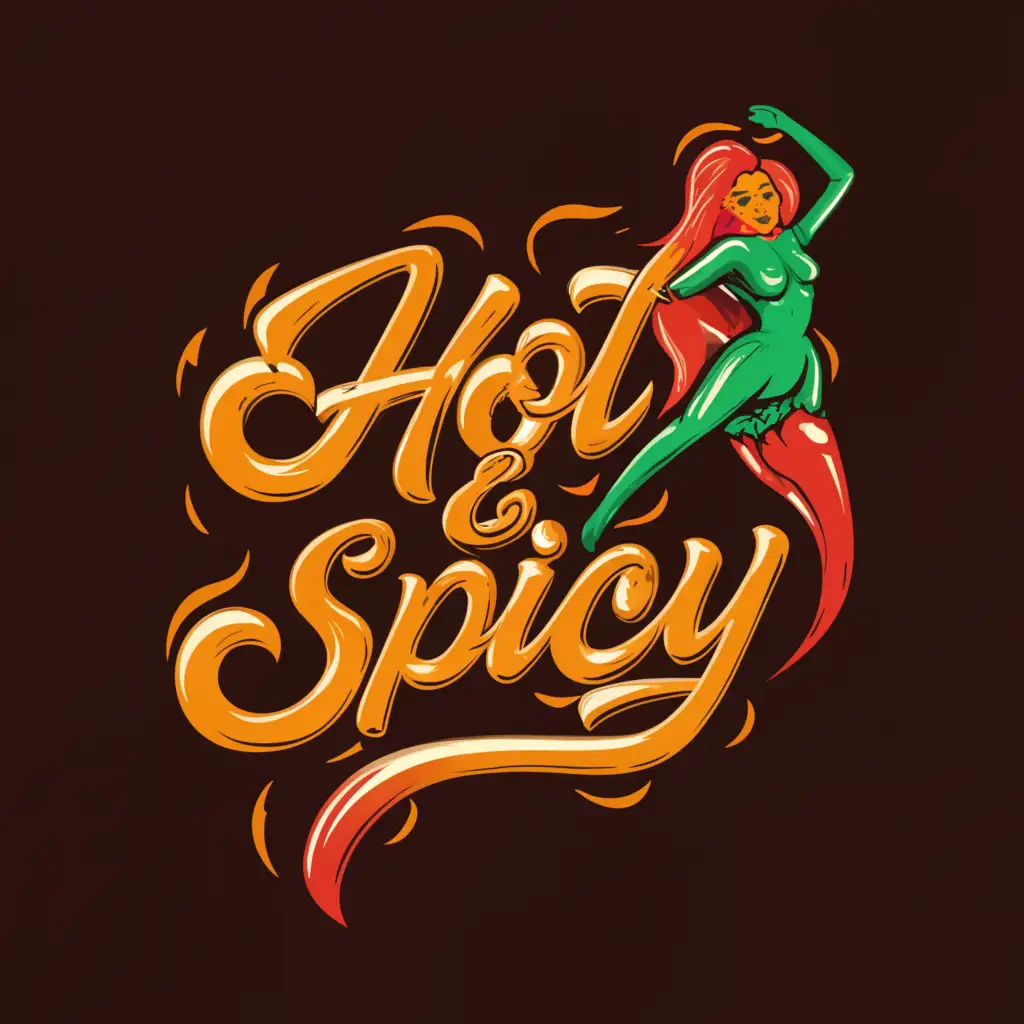a logo design,with the text "Hot & Spicy", main symbol:hot and sexy ladies and DJ music on black background,Moderate,clear background