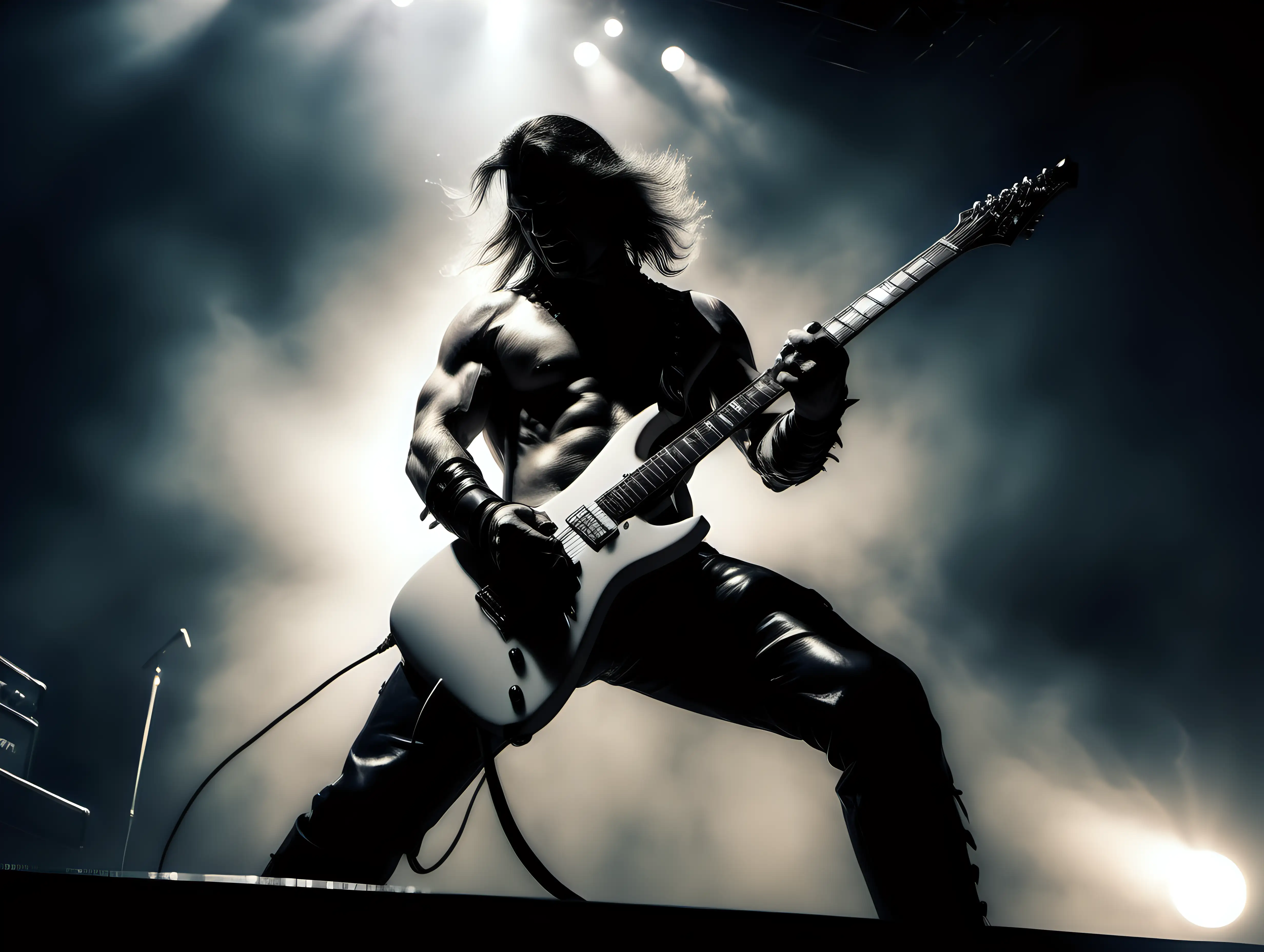 Epic Heavy Metal Guitar Solo with Dazzling Backlight Frank Frazetta Style