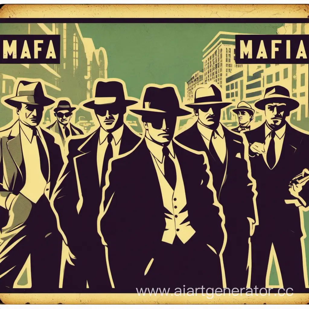 postcard in retro, mafia