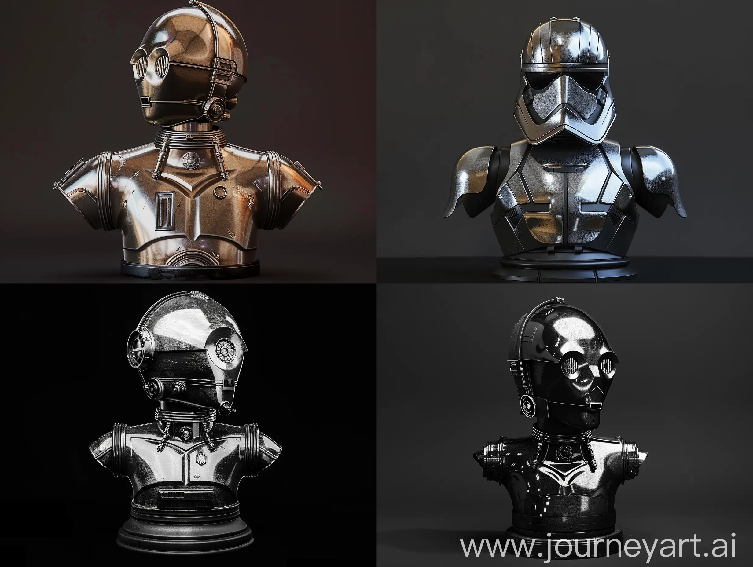 Photorealistic-Metallic-Battle-Droid-Bust-from-Star-Wars-Universe-on-Black-Background