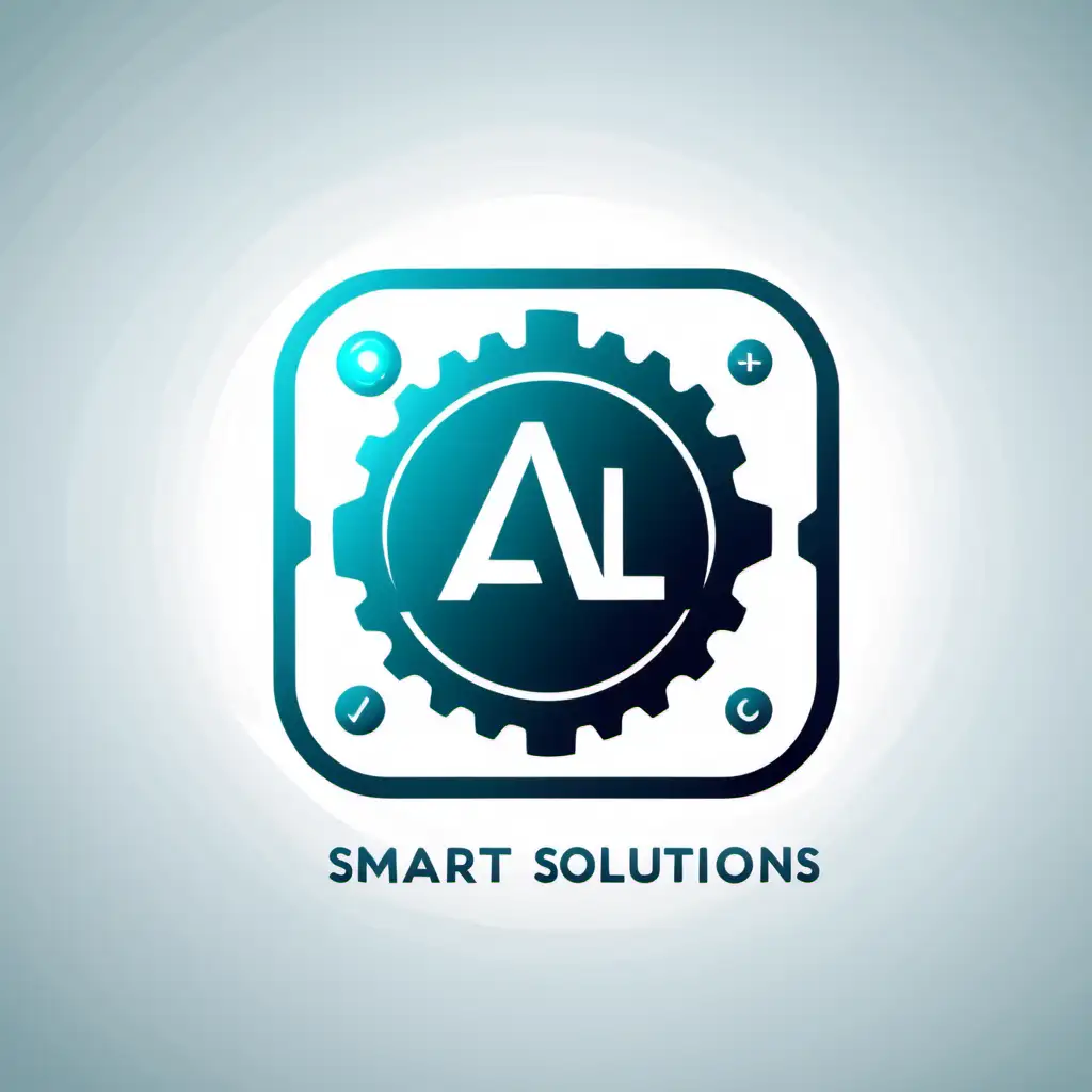 Create a simple modern technology logo with tech elements and write "AL Smart Solutions" on a transparent background.