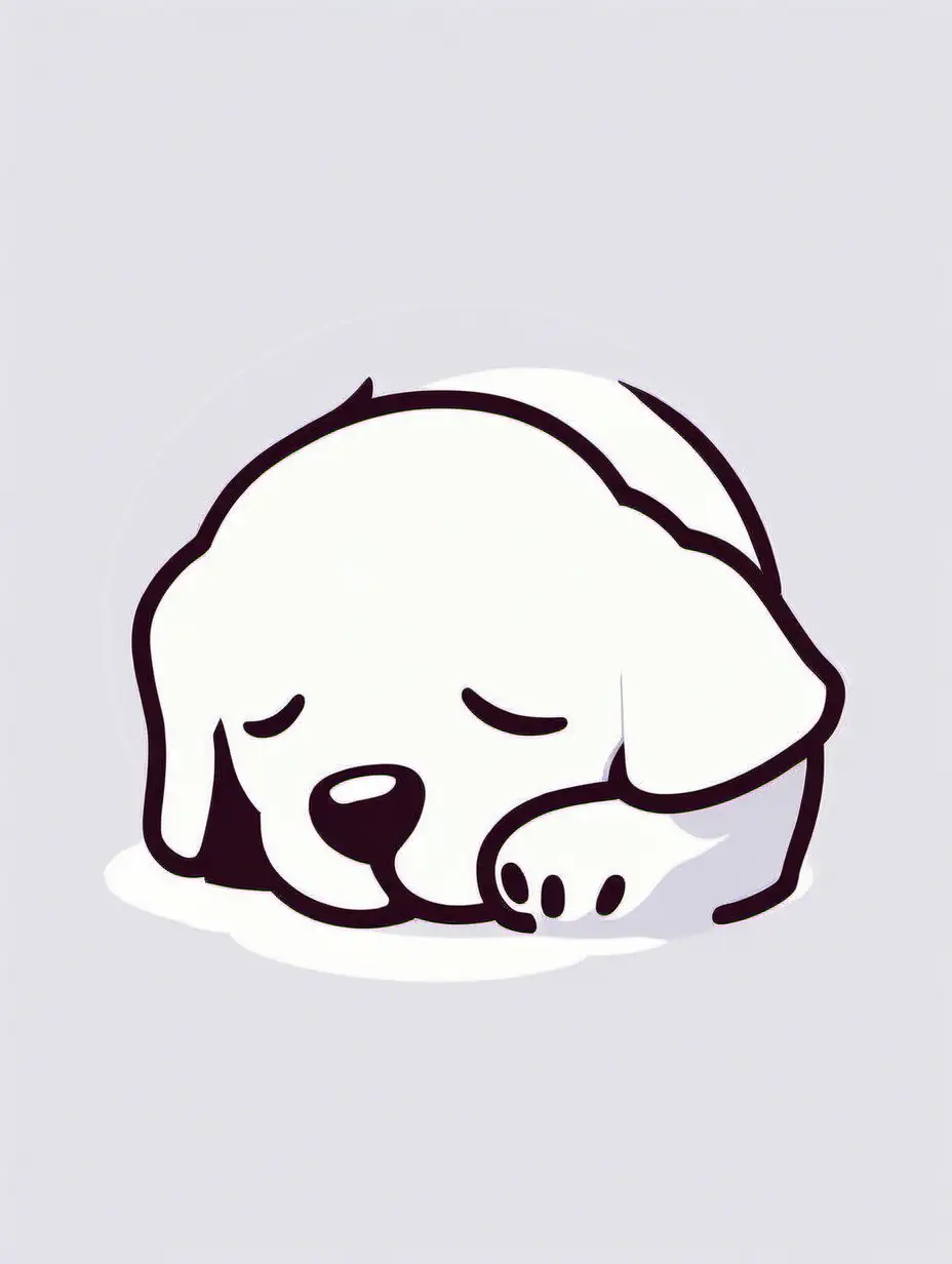 Cute, sleepy, puppy,kawaii icon n napping, solid white background 