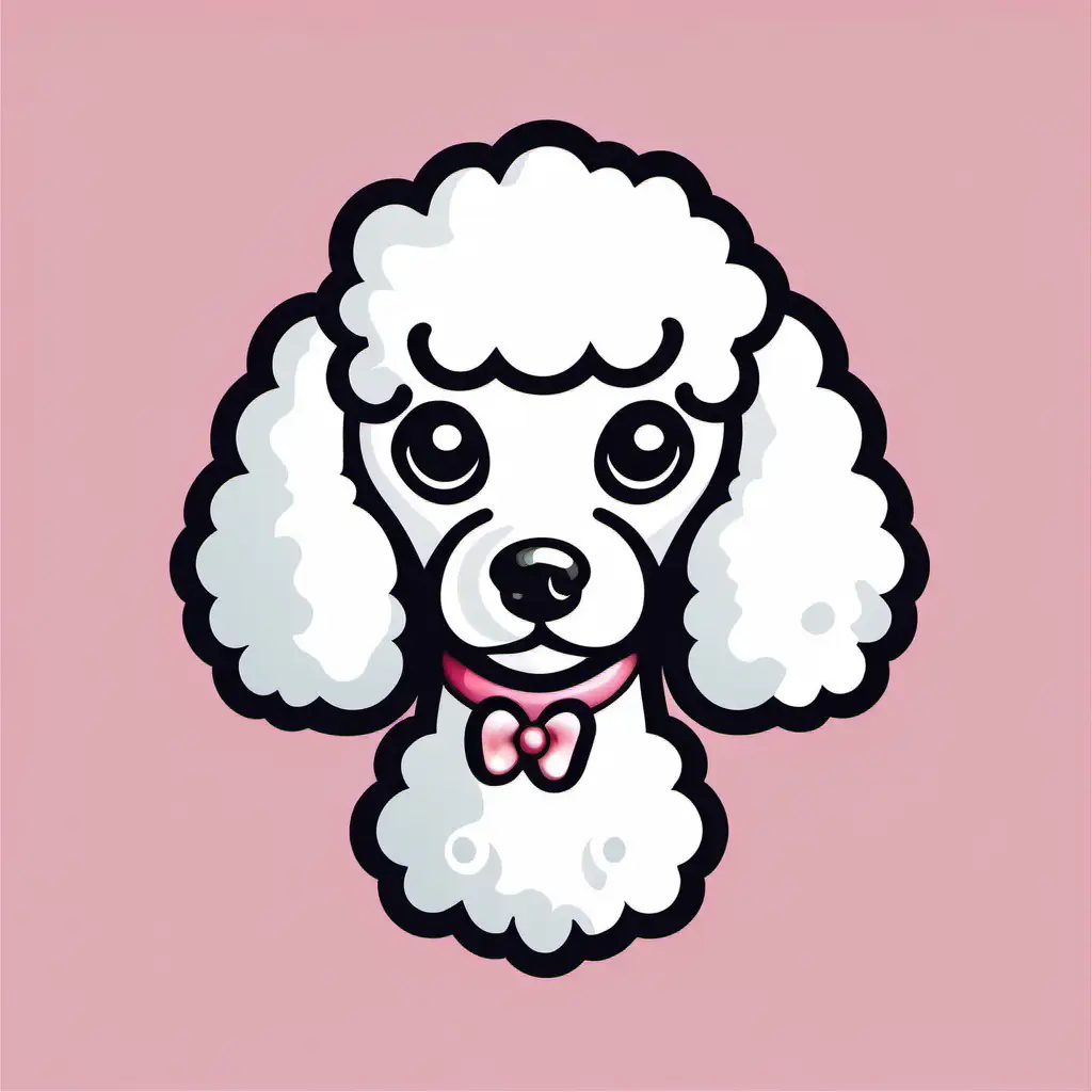 Cartoon Poodle Icon Head on White Background