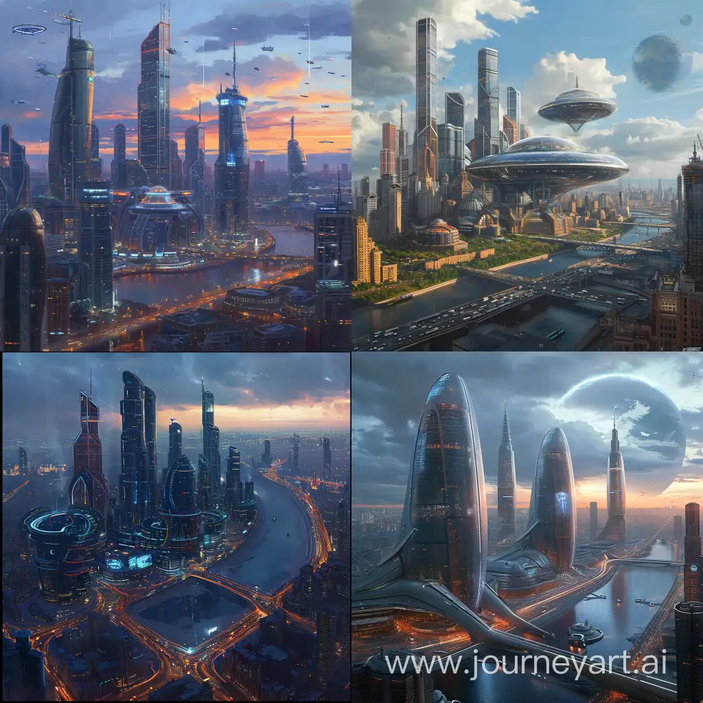 Futuristic Moscow, comfortable Moscow, trending on artstation, trending on DeviantArt, science fiction --v 6
