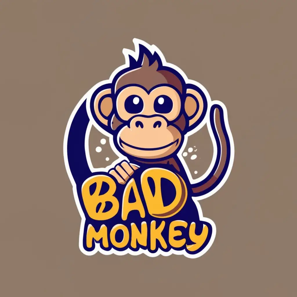 logo, monkey, with the text BadMonkey.com, typography, be used in Animals Pets industry