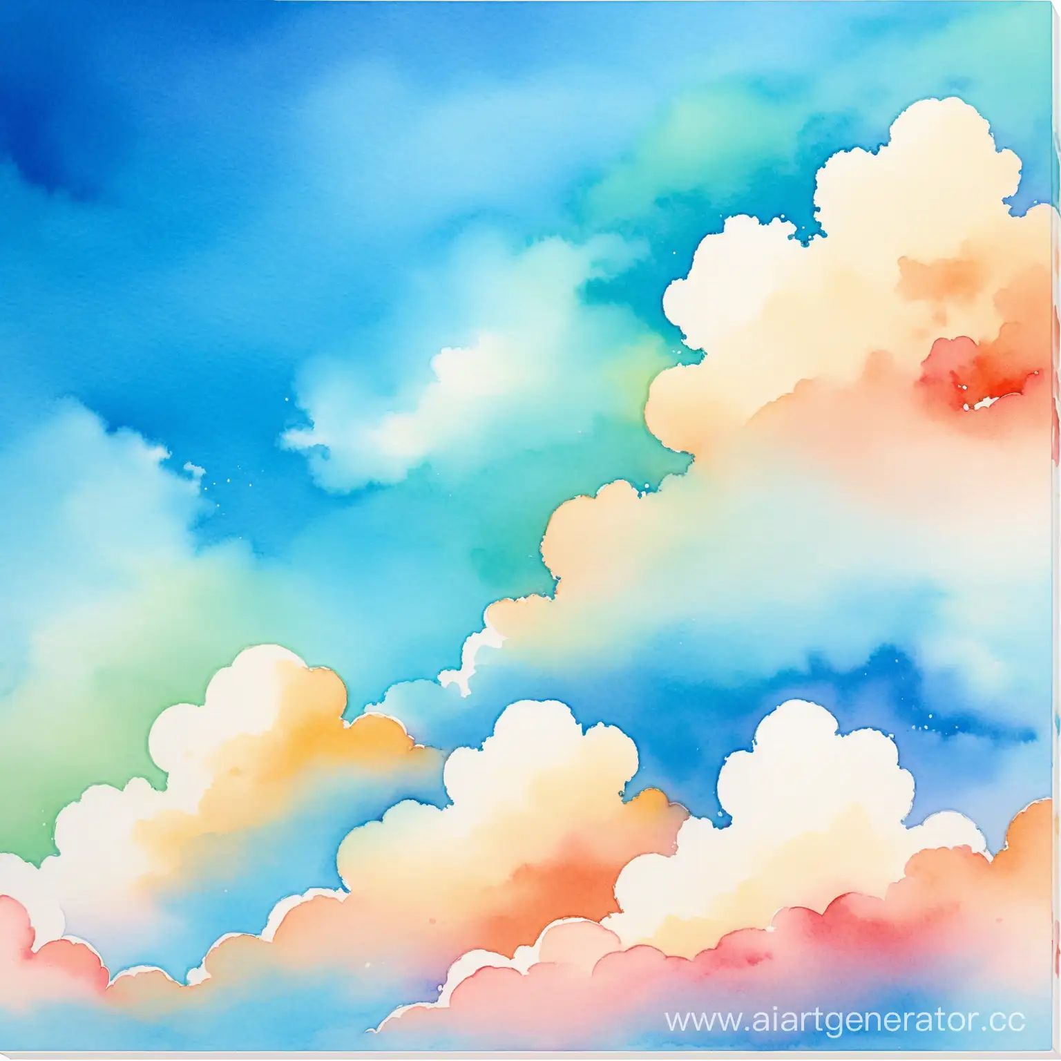 сделай фон с акварельными мазками голубое небо с облокамии