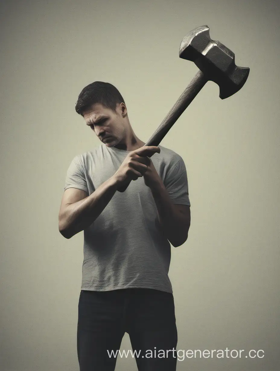 Person-Holding-Hammer-Tool-for-Construction