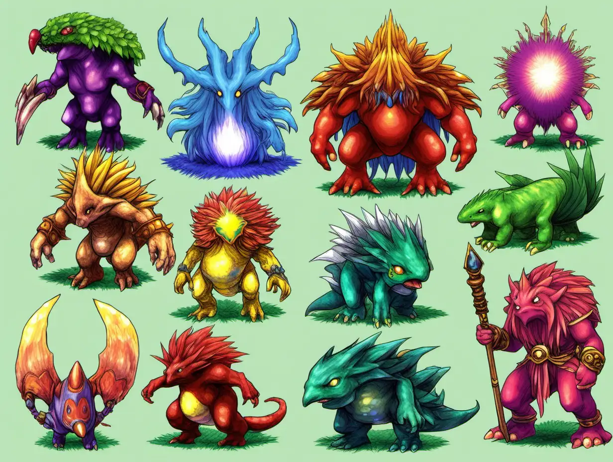 Magical Elemental Creatures in Secret of Mana Style