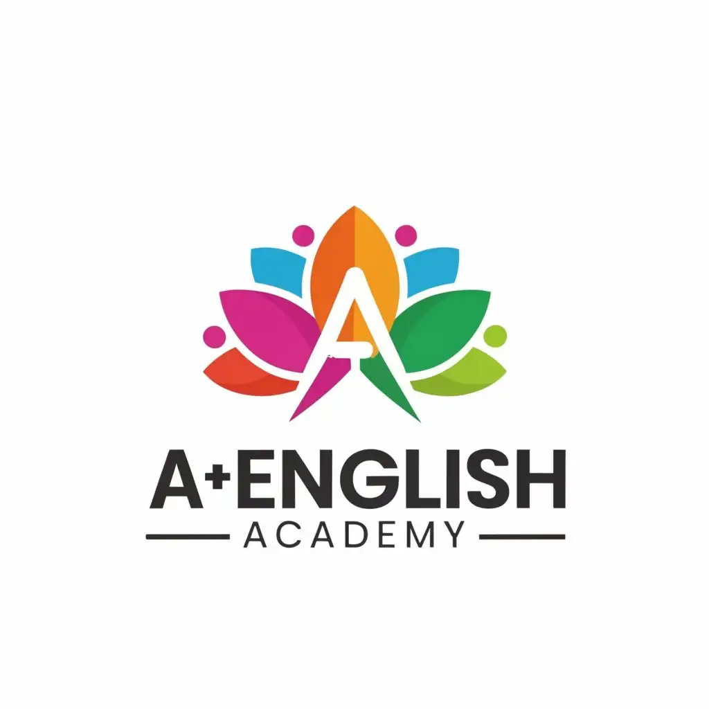 logo, a lotus/letter A/+ symbol, with the text "A+ English Academy", typography, be used in Education industry