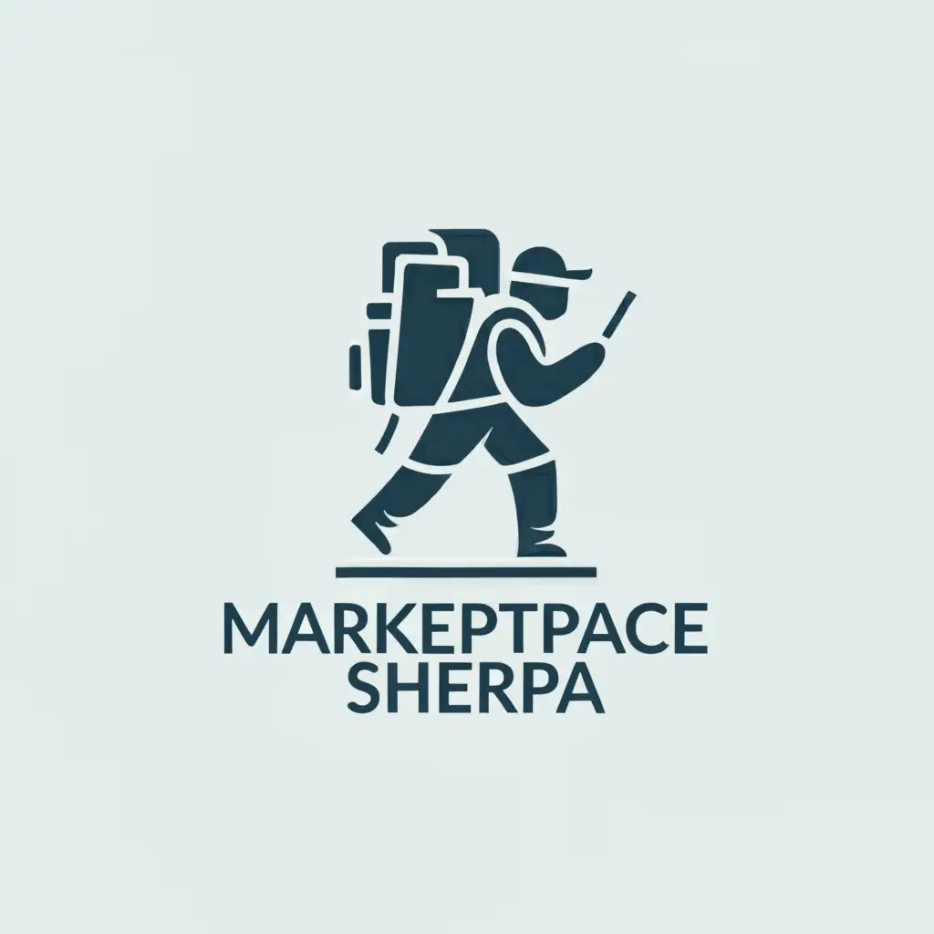 a logo design,with the text "Marketplace Sherpa", main symbol:side facing sherpa with backpack,complex,clear background