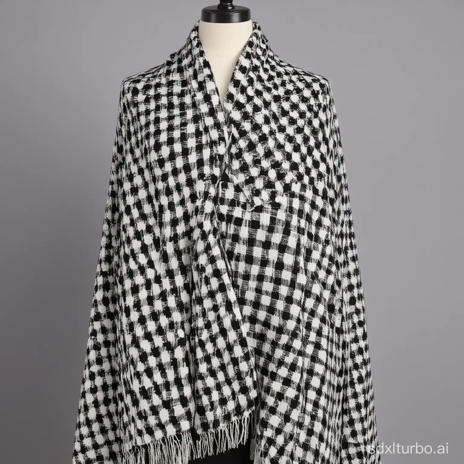 white black checked garment shawl