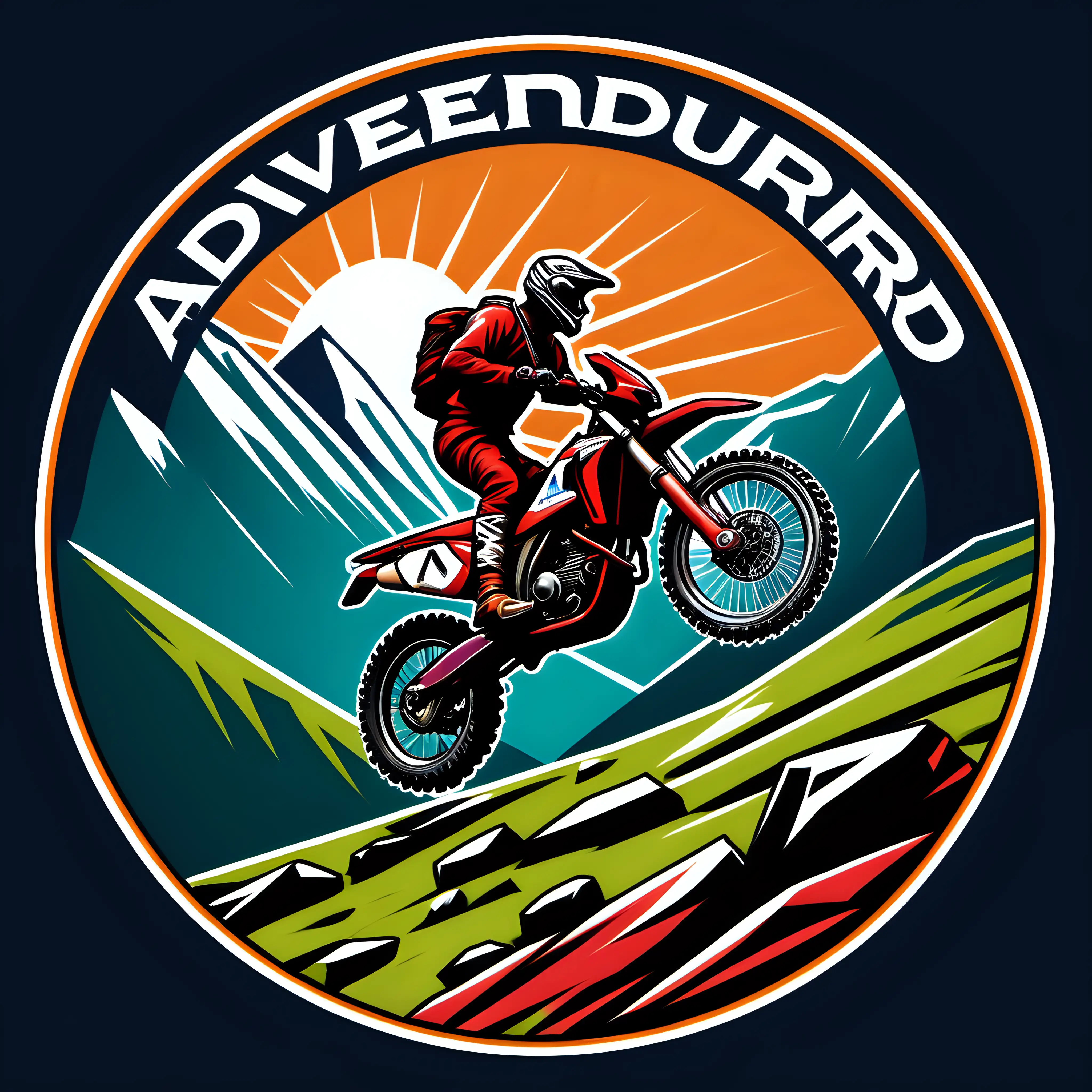 Adventure Motorcycle Rally Logo Conquering Mountains with ADVENDURO