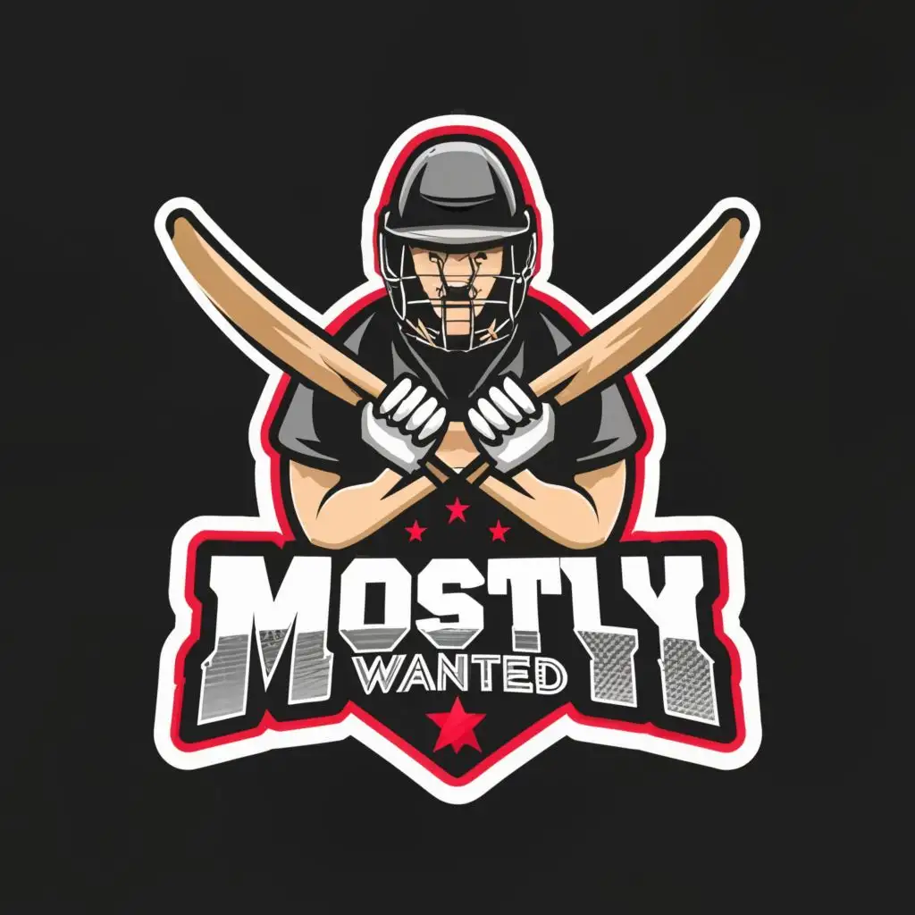 logo, THUG MEN, CRICKET., with the text "MOSTLY WANTED", typography, be used in Sports Fitness industry