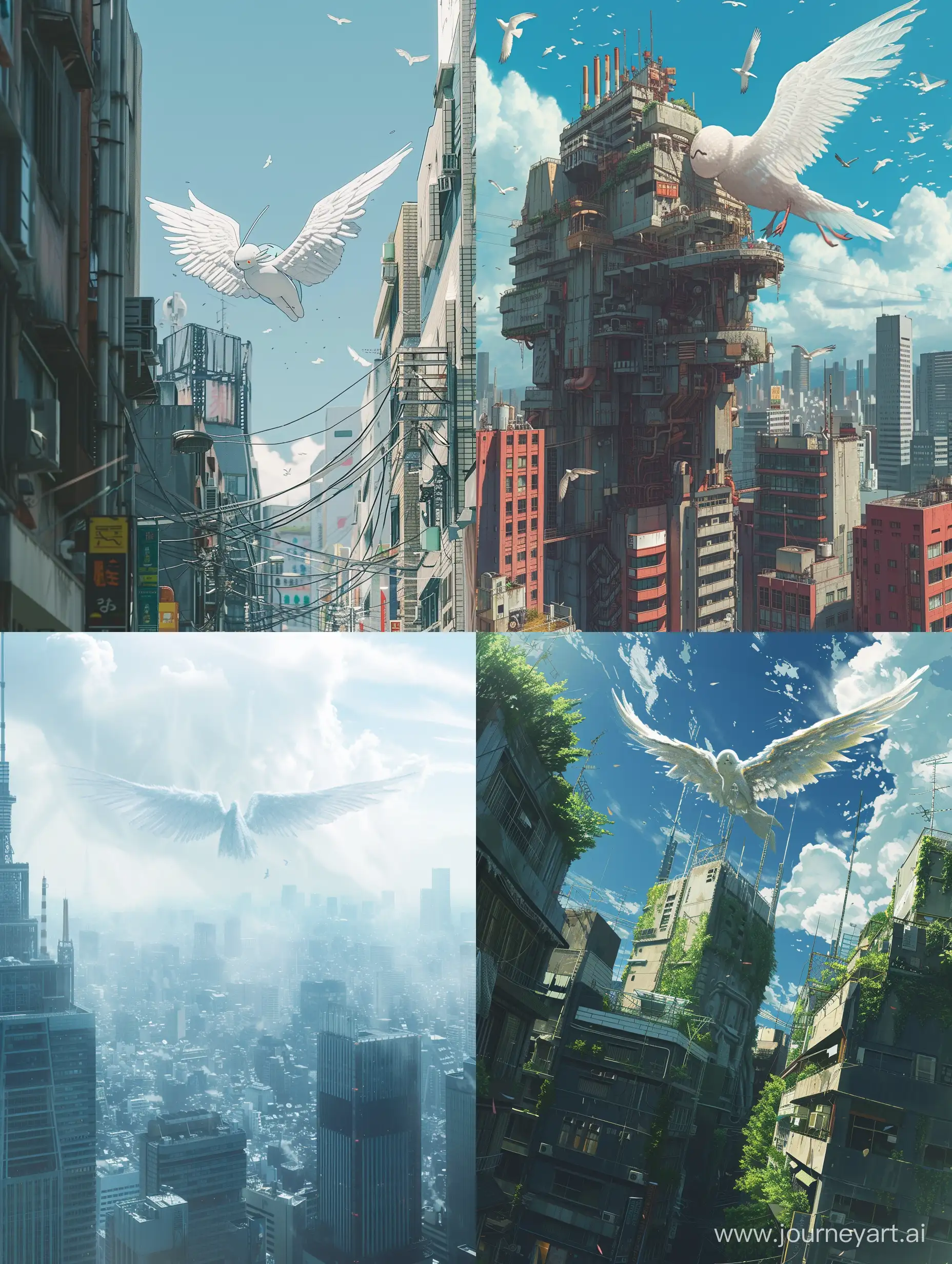 A picture of Brutalism Flying object or angel over tokyo by Studio Ghibli Art Style