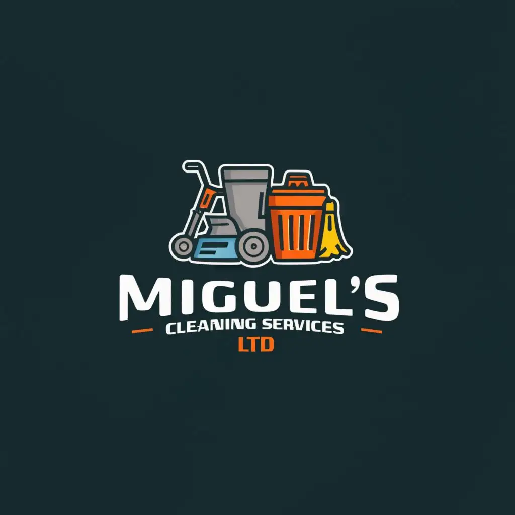 a logo design,with the text "Miguel's Cleaning Services Ltd.", main symbol:a logo design, with the text 'Miguel's Cleaning Services Ltd.', main symbol: polishing flooring machine, pressure washer, to be used in Construction industry, clear background,complex,clear background