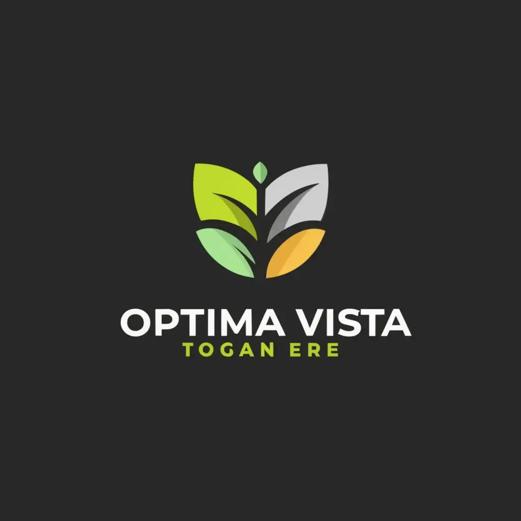 a logo design,with the text "Optima Vista", main symbol:Should be a symbol for safe and secured haven, color palette should be black green and cold gray. Should have some physical and emotional wellness symbol. The name of the business is Optima Vista: Live, Study, and Play. Should have a leaf or a tree symbol, must be elegant and aesthetic,complex,be used in Real Estate industry,clear background