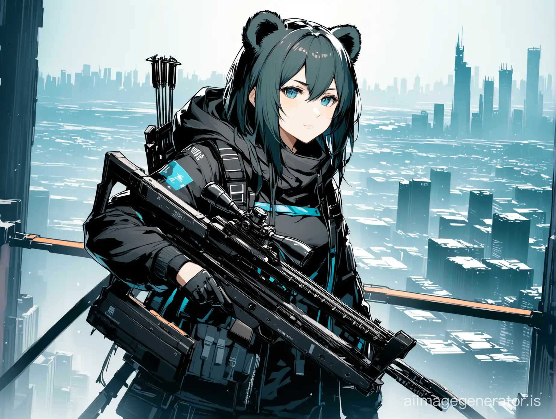 Arknights Ursus Operator in Action Cityscape Background | AI Image ...