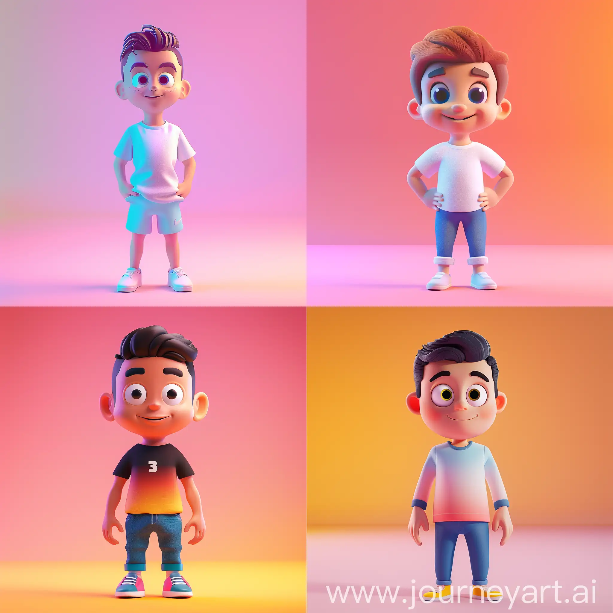 Cristiano Ronaldo, 3d render, 3d, character, game character, one color background, simple background, 4k, funny character, 3d character, soft background, colorfull, happy face, gradient background, minimalist background --style raw --v 6