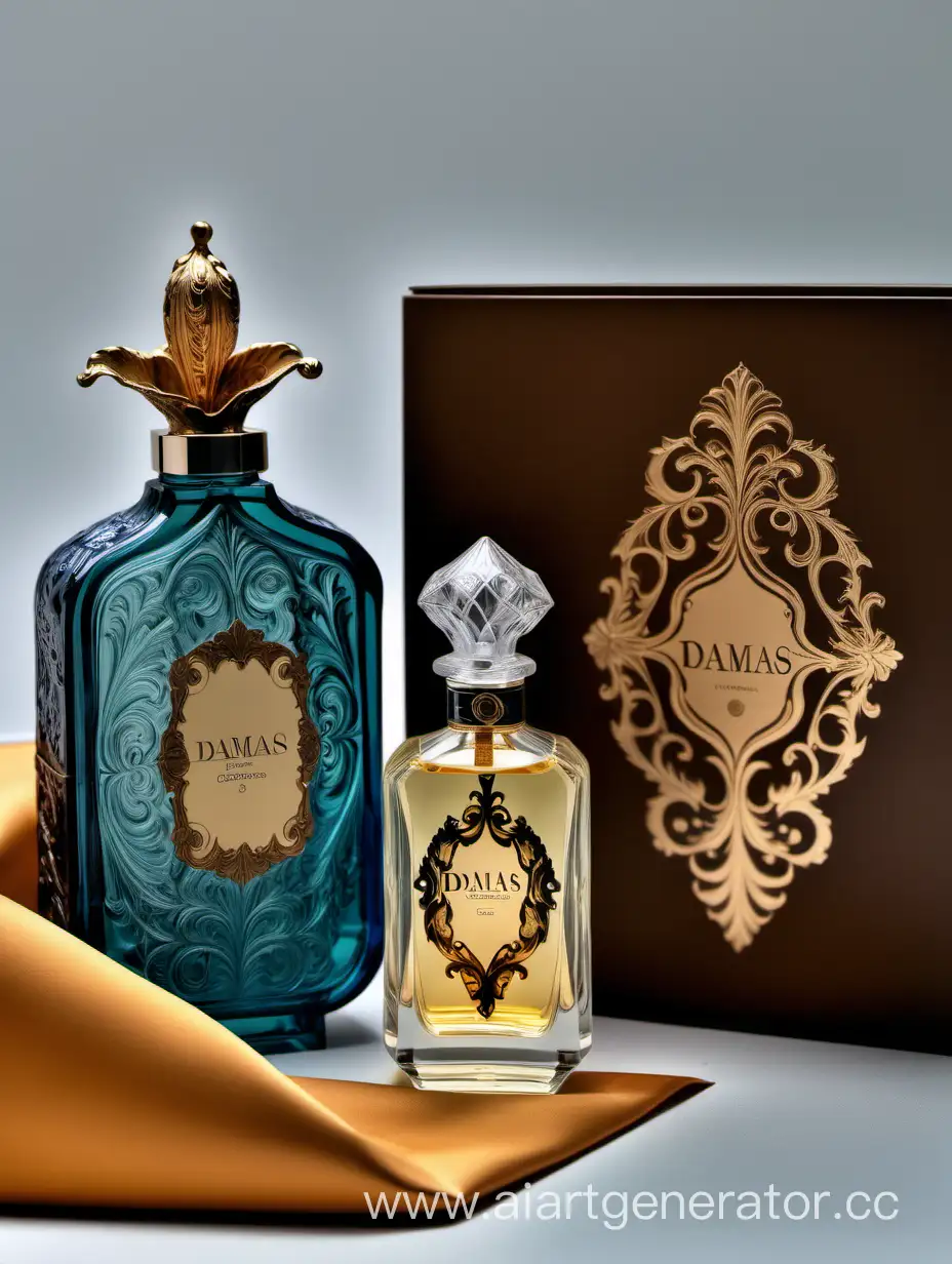 a bottle of damas cologne sitting next to a box, a flemish Baroque by Demetrios Farmakopoulos, instagram contest winner, dau-al-set, dynamic composition, contest winner, feminine