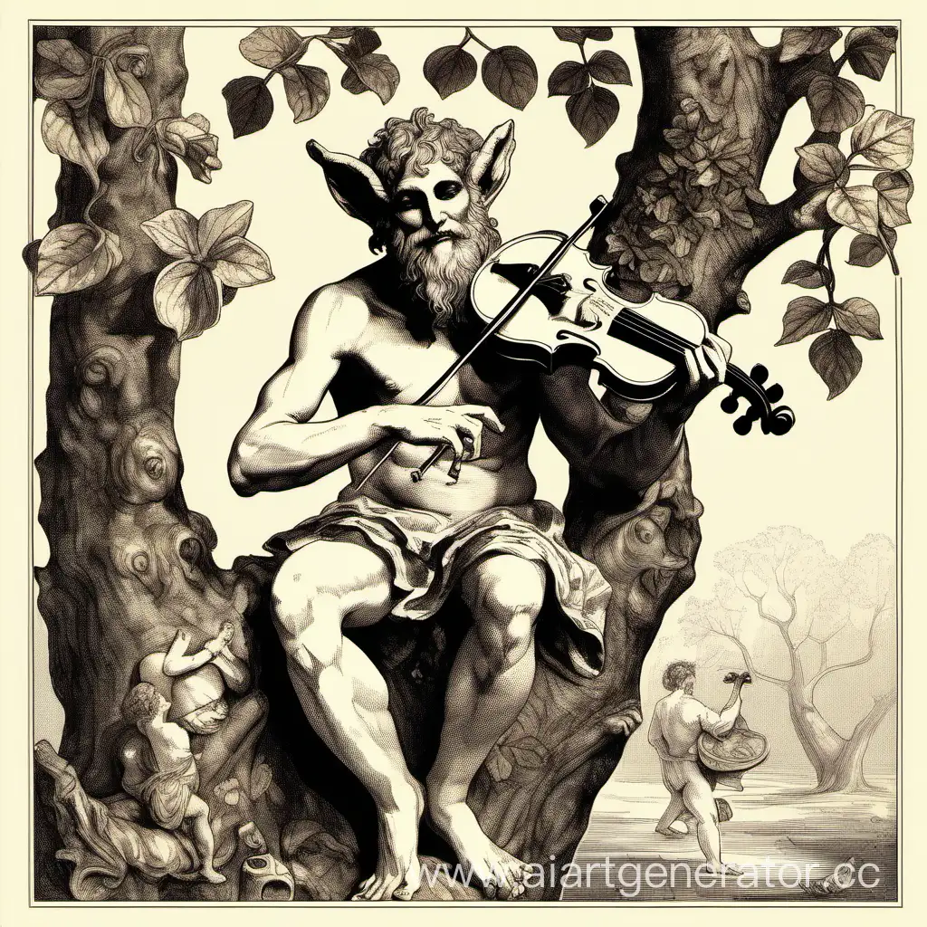 Enchanting-Bard-Satyr-Playing-Viola-in-a-Tree-Grove