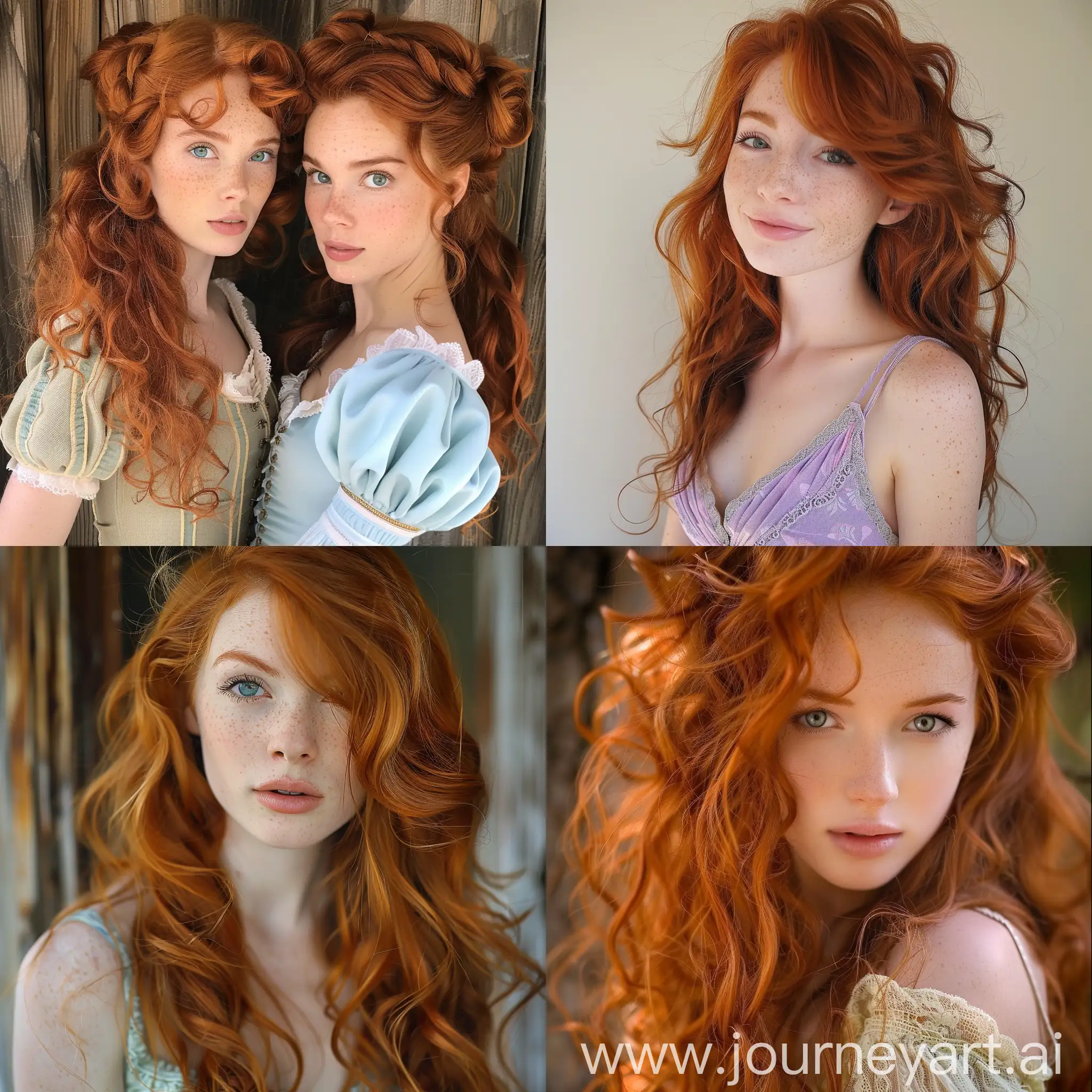 disney style redhead young women