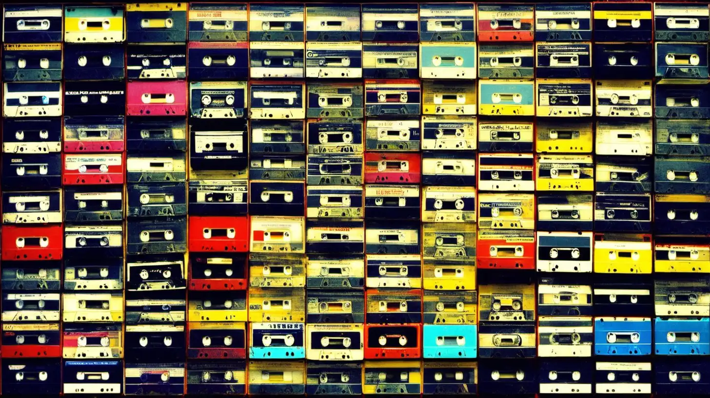 old image of  cassettes, colours 