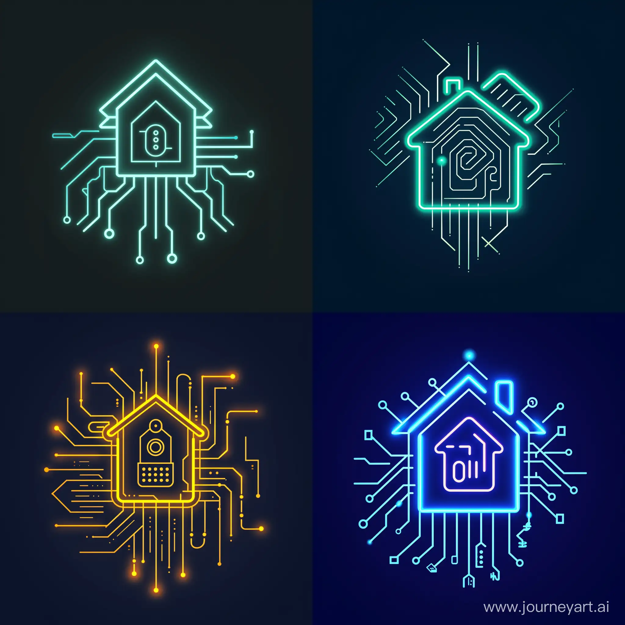 Minimalist-Smart-Home-System-Logo-with-Glowing-Circuit-Tracks