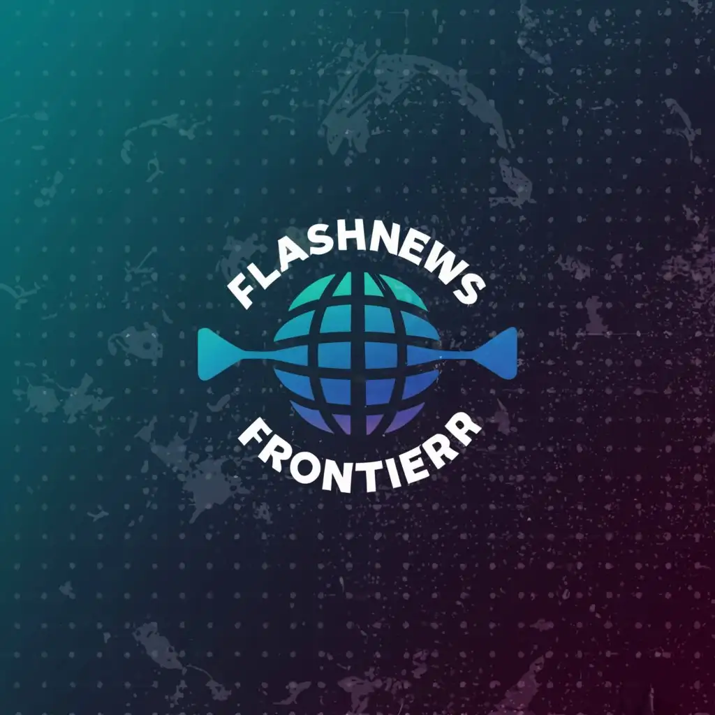 a logo design,with the text "FlashNews Frontier", main symbol:round logo that makes you think of breaking news around the world,Moderate,clear background