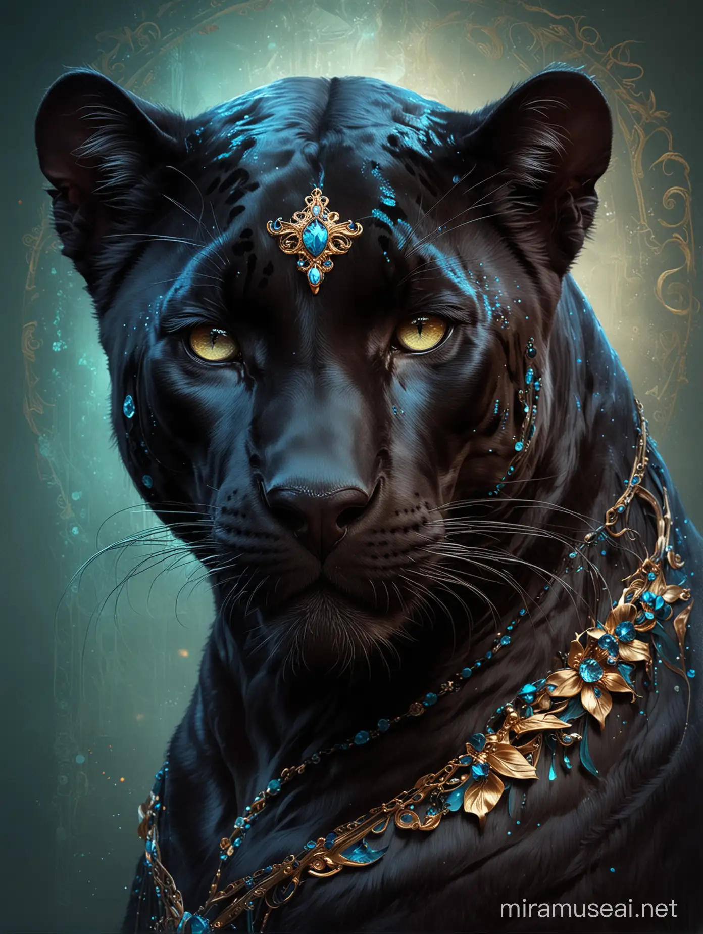 Ethereal Panther in Art Nouveau Fantasy Style