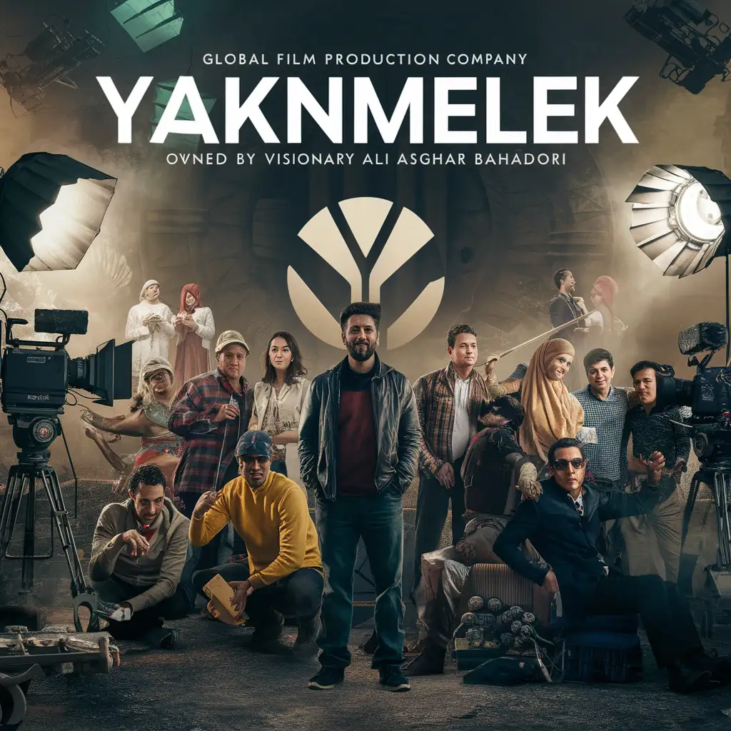 A photo of a large and global film production company named Yaknmelek and owned by Ali Asghar Bahadori 