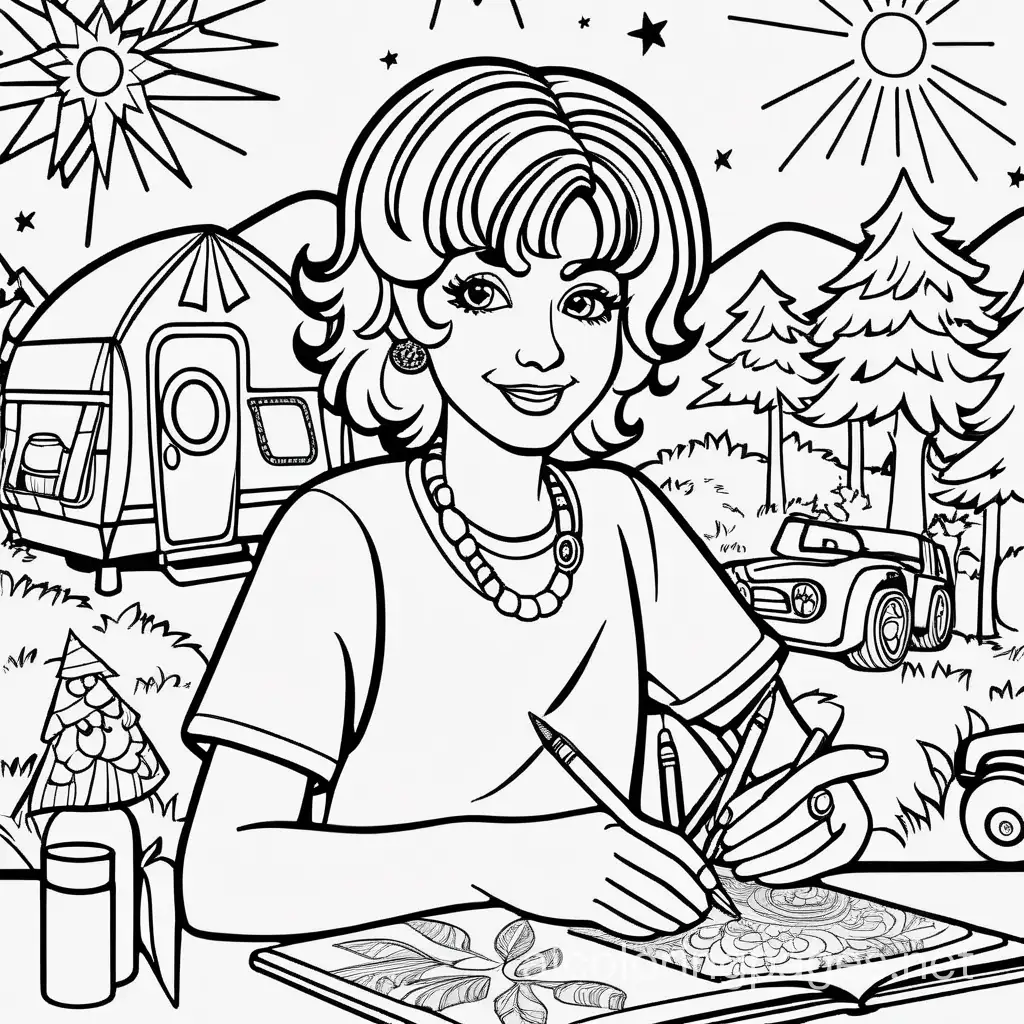 Hippie-Art-Camp-Coloring-Page-Lisa-Frank-Style-Arts-and-Crafts-with-an-Older-Instructor