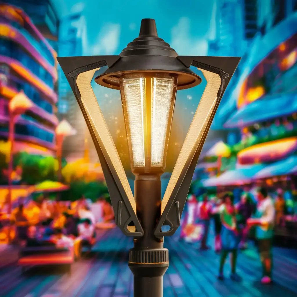 Beautiful outdoor floor lamp in high-tech style