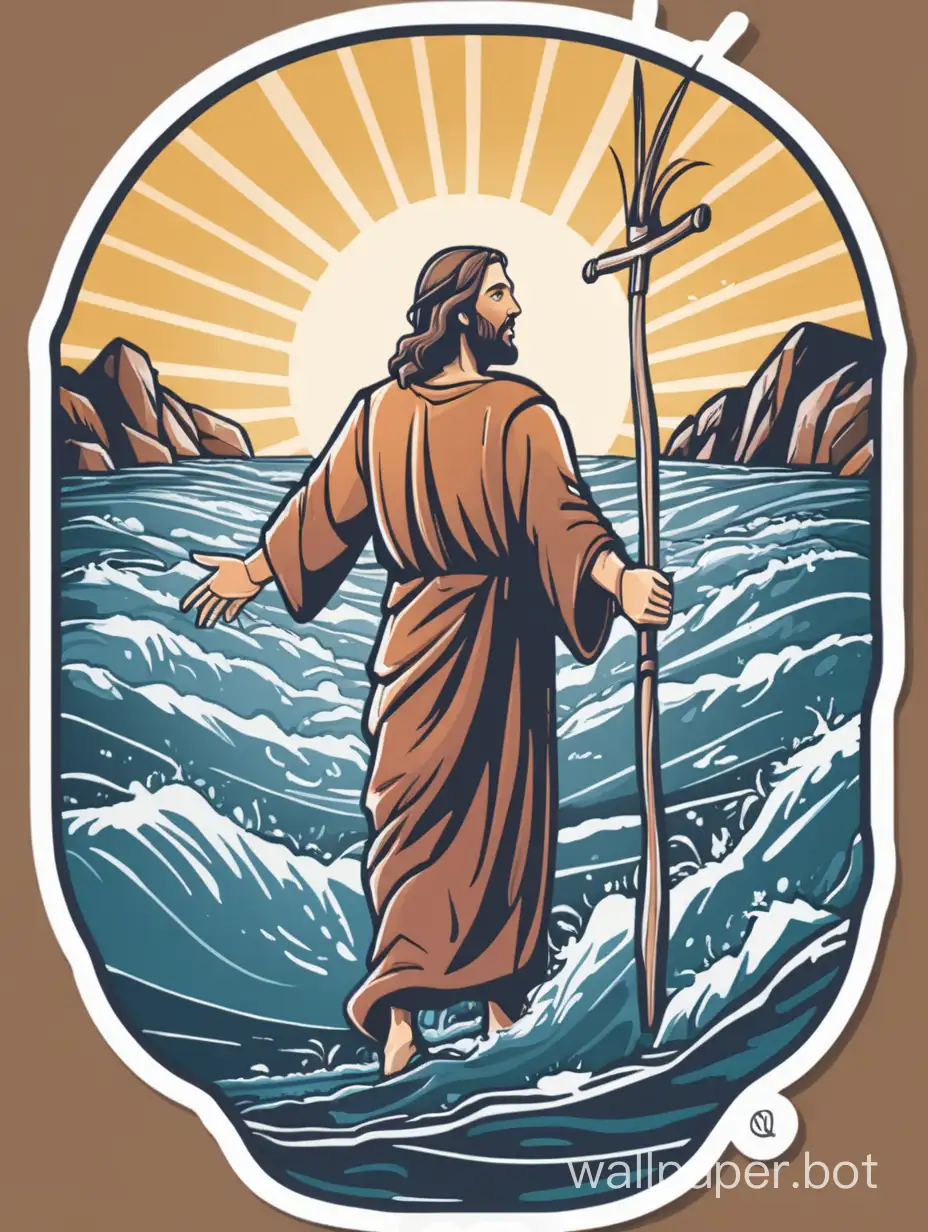Jesus, “Follow me, and I will make you fishers of men, vector art, sticker