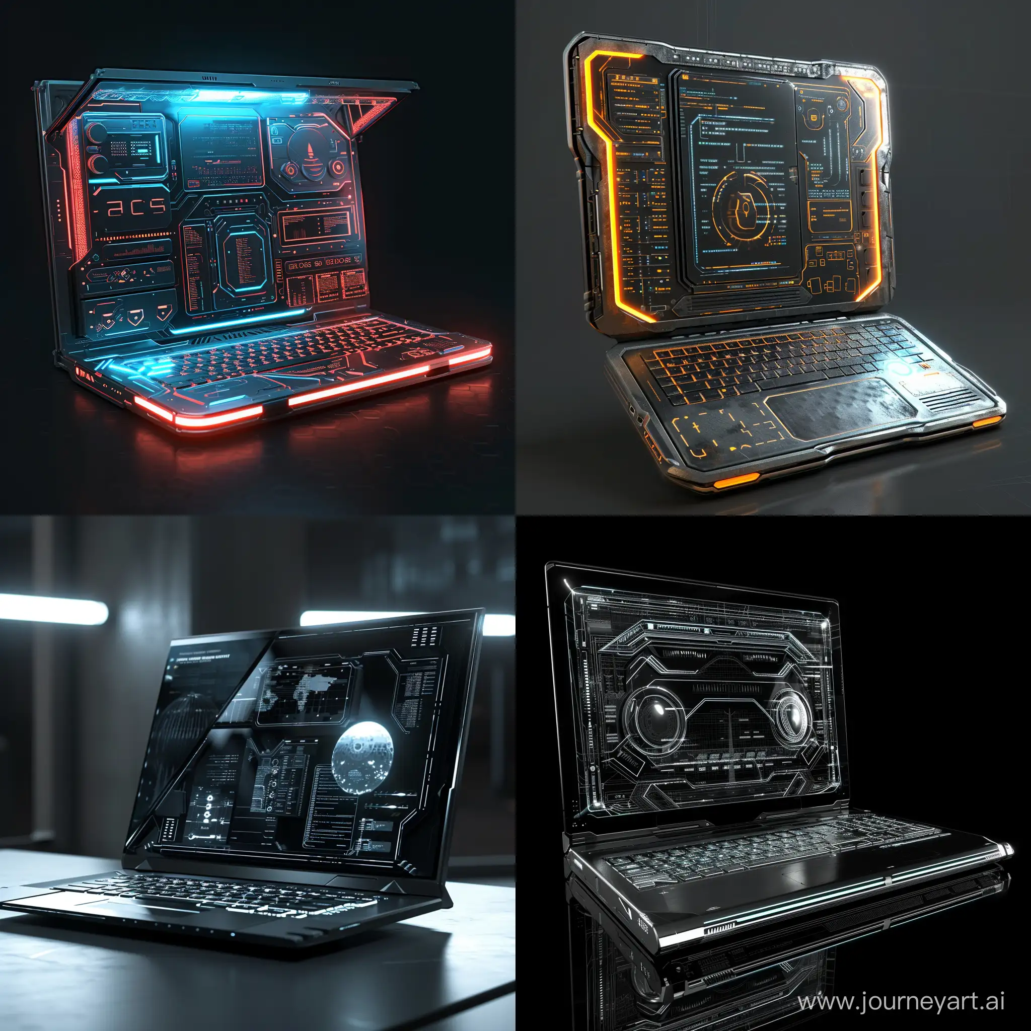 Futuristic laptop, in photorealistic artistic style