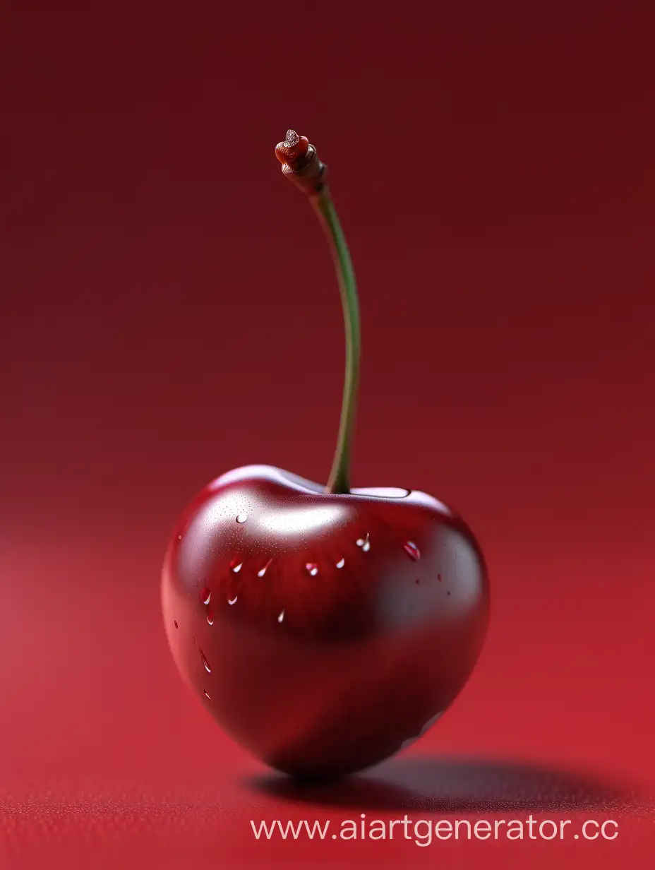 Vibrant-Realistic-Red-Cherry-CloseUp-on-Rich-Red-Background