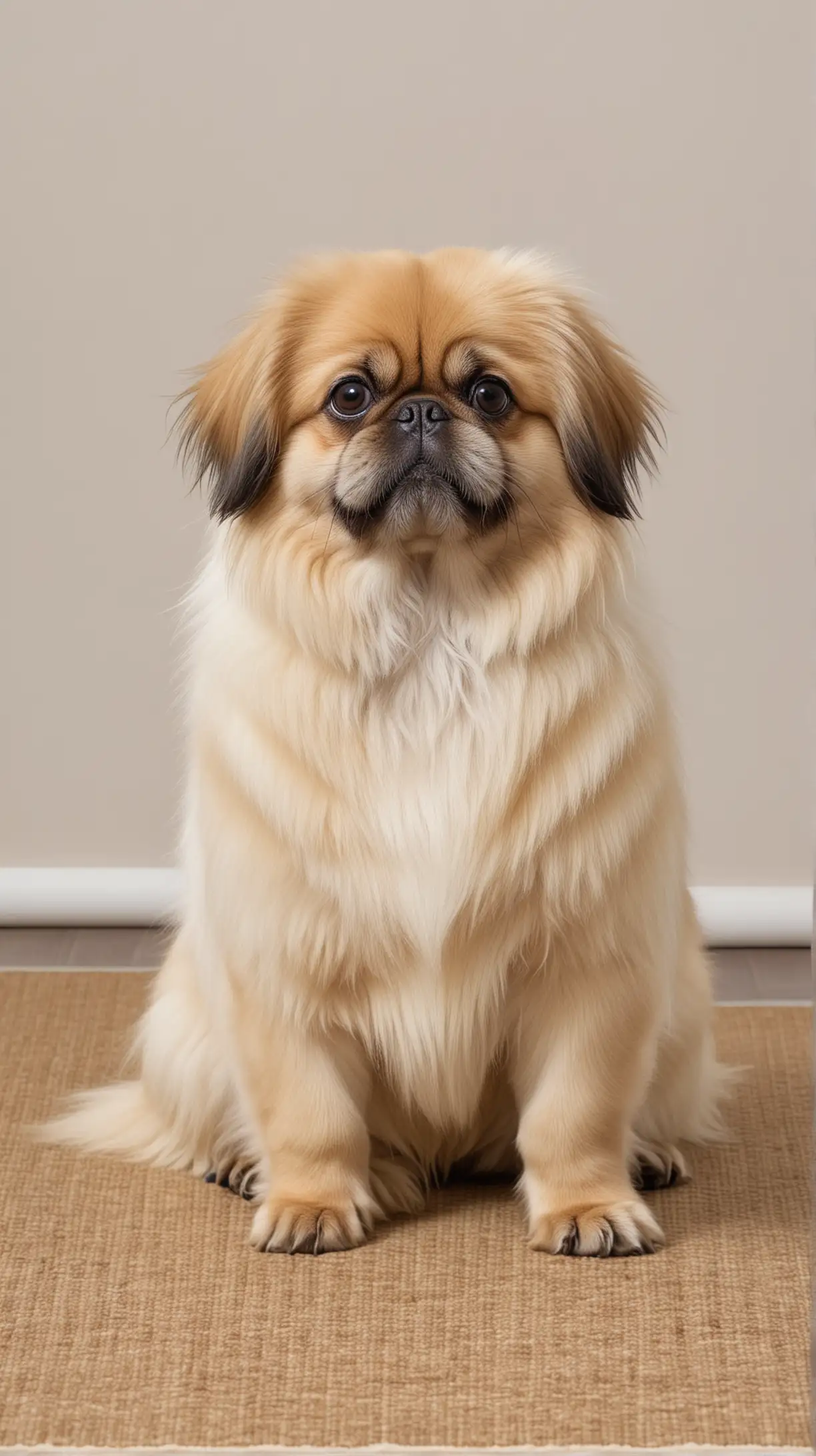 Adorable Pekingese Puppy Posing on Mat