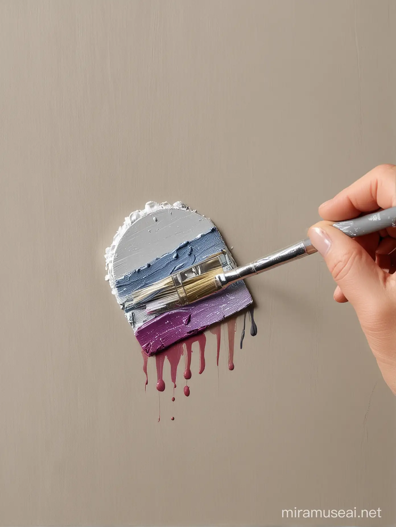 Artist Picking Up Paint with Flat Brush from Palette
