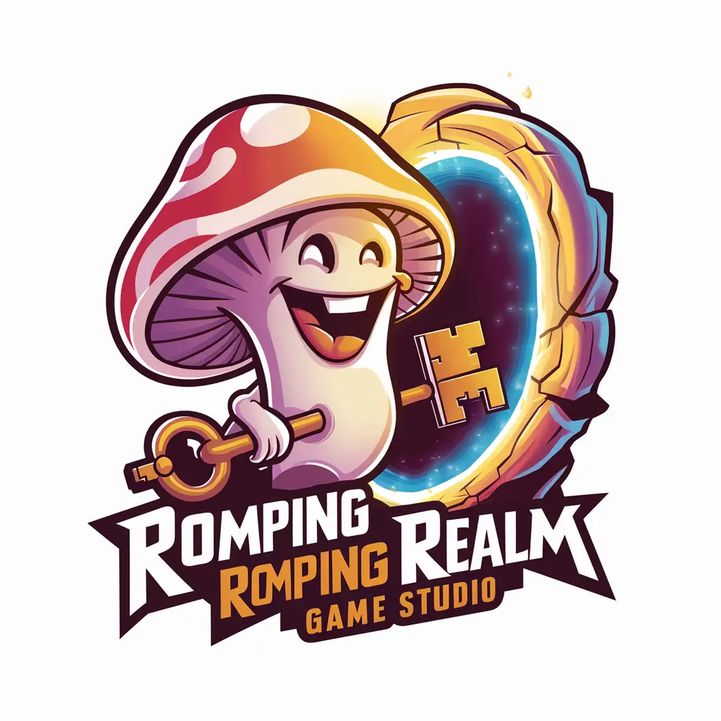 GAME STUDIO LOGO ISOLATED "ROMPING REALM"  SHROOM PORTAL