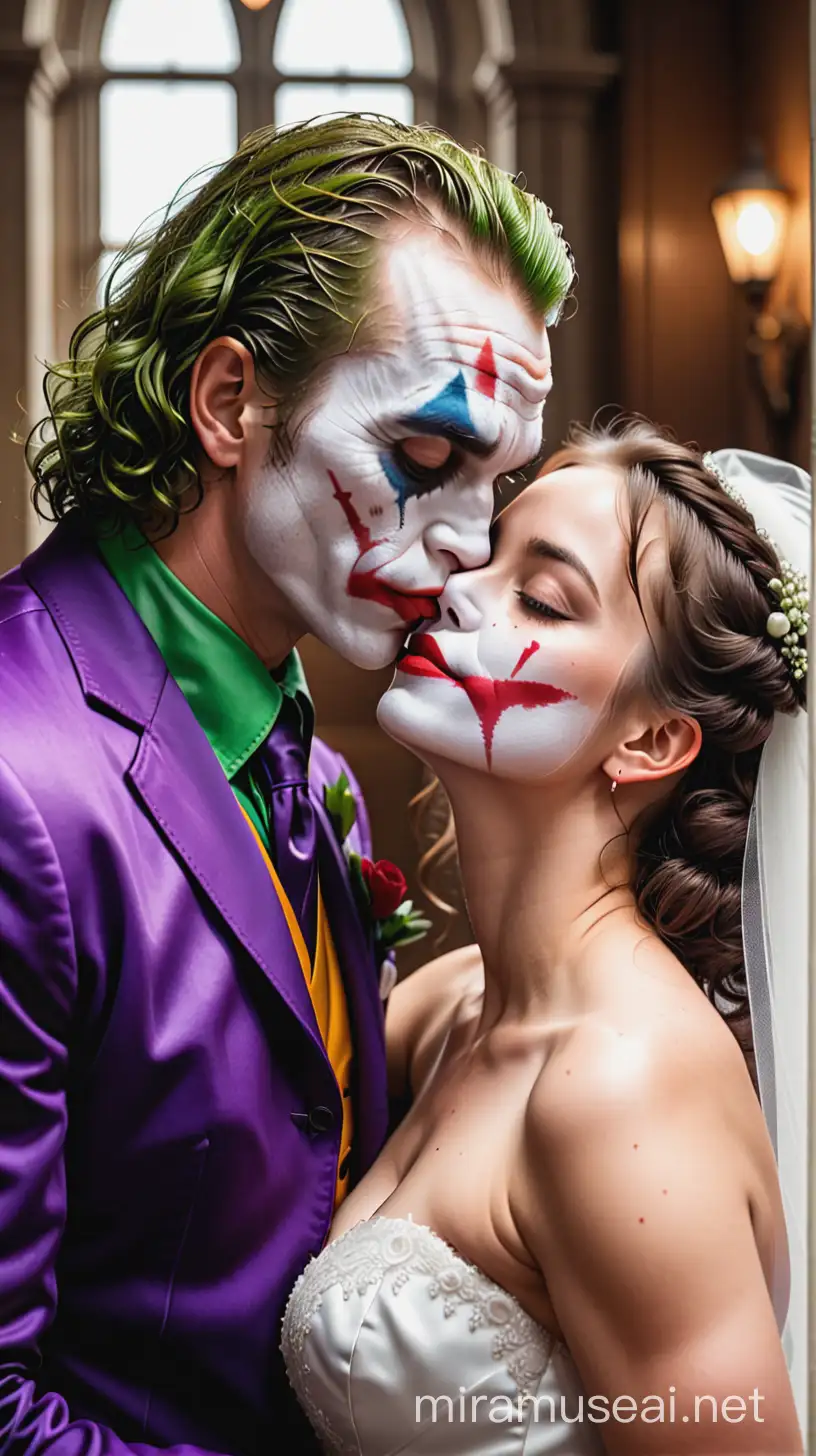 Joker Kissing His Bride Romantic Moment in Gotham City