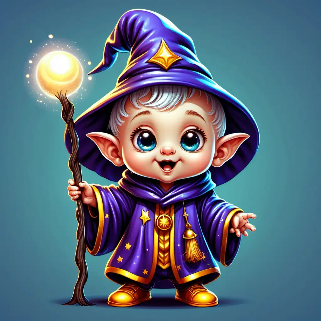 A cute baby wizard, cartoon style, ultra detailed