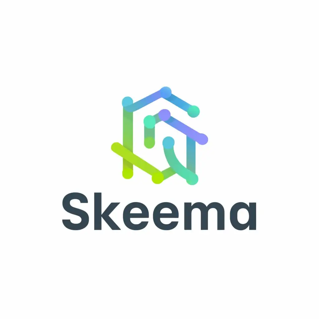 a logo design,with the text "Skeema", main symbol:chatbot in front of a visual workflow type database schema,complex,be used in Internet industry,clear background
