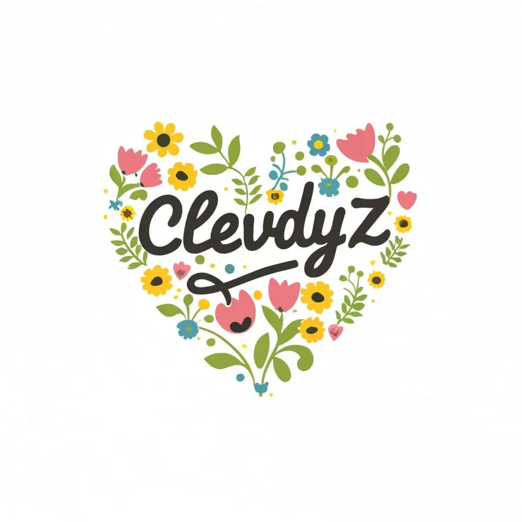 logo, flower, heart, flower garden, with the text "CLEVDYZ", typography
