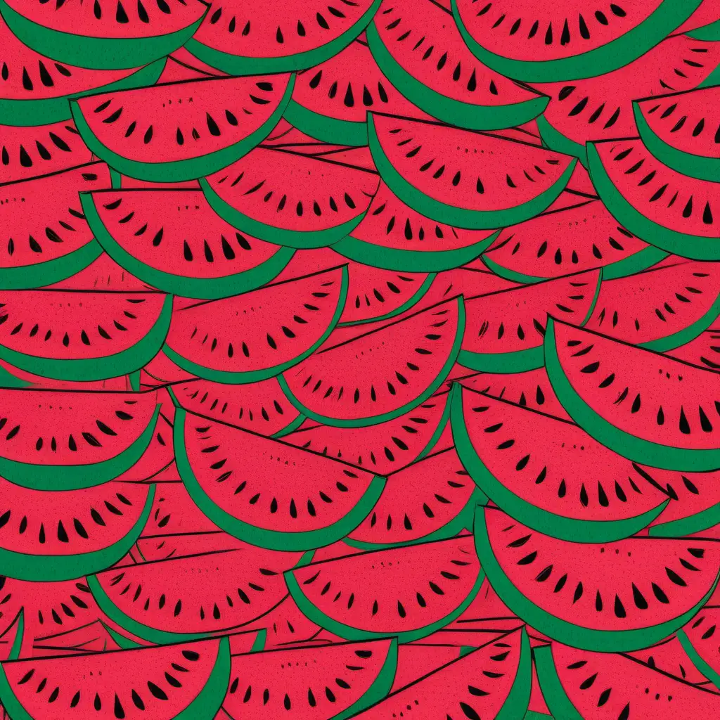 /imagine prompt HAND PRINTED, SIMPLE, DOZENS OF WATERMELLONS, ANDY WARHOL INSPIRED